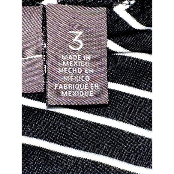 Chicos Black White Striped Asymmetrical Long Sleeve Tunic Dress Modern Chic Size - Picture 6 of 11